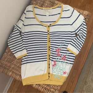 Anthropologie’s Nick & Mo Embroidered Floral Scallop Cardigan
